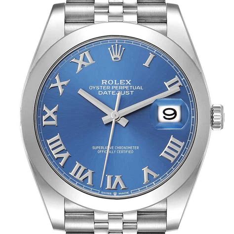 rolex just date 41 acciaio fondo blu|datejust 41.